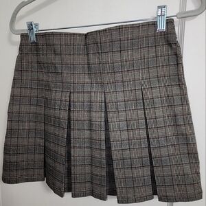Brown Plaid Mini Skirt Size M